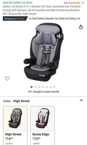 Safety 1st Grand 2-in-1 Booster Car Seat, High Street, BRAND NEW in BOX