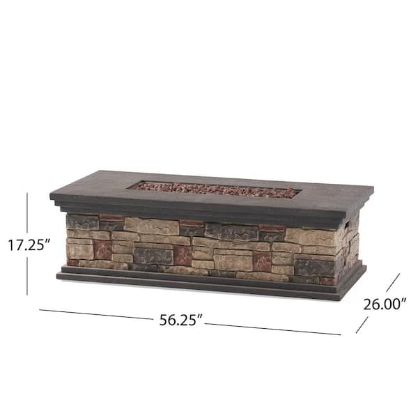 Fox Stone Rectangular Stone Fire Pit (No Tank Holder)