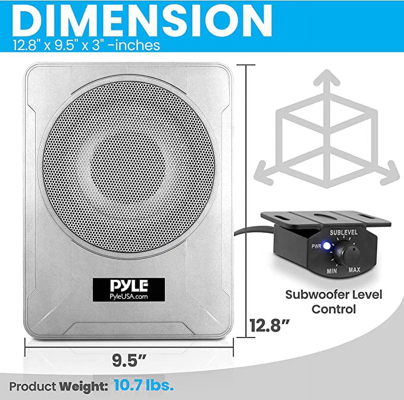 Pyle 8-Inch Low-Profile Amplified Subwoofer System - 600-Watt Compact Car Subwoofer W/ Built in Amp