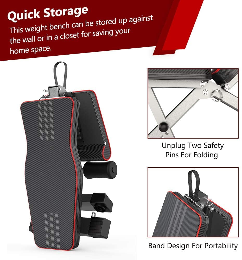 DelfyFitness 13 Level Adjustable Weight Bench Commercial Multi-use/Foldable Home Training/Incline/Decline/Flat Workout Bench for Home Gym