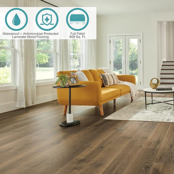 Defense+ Elyssa Oak 14 mm T x 7.4 in. W Waterproof Laminate Wood Flooring (859 sqft/pallet)