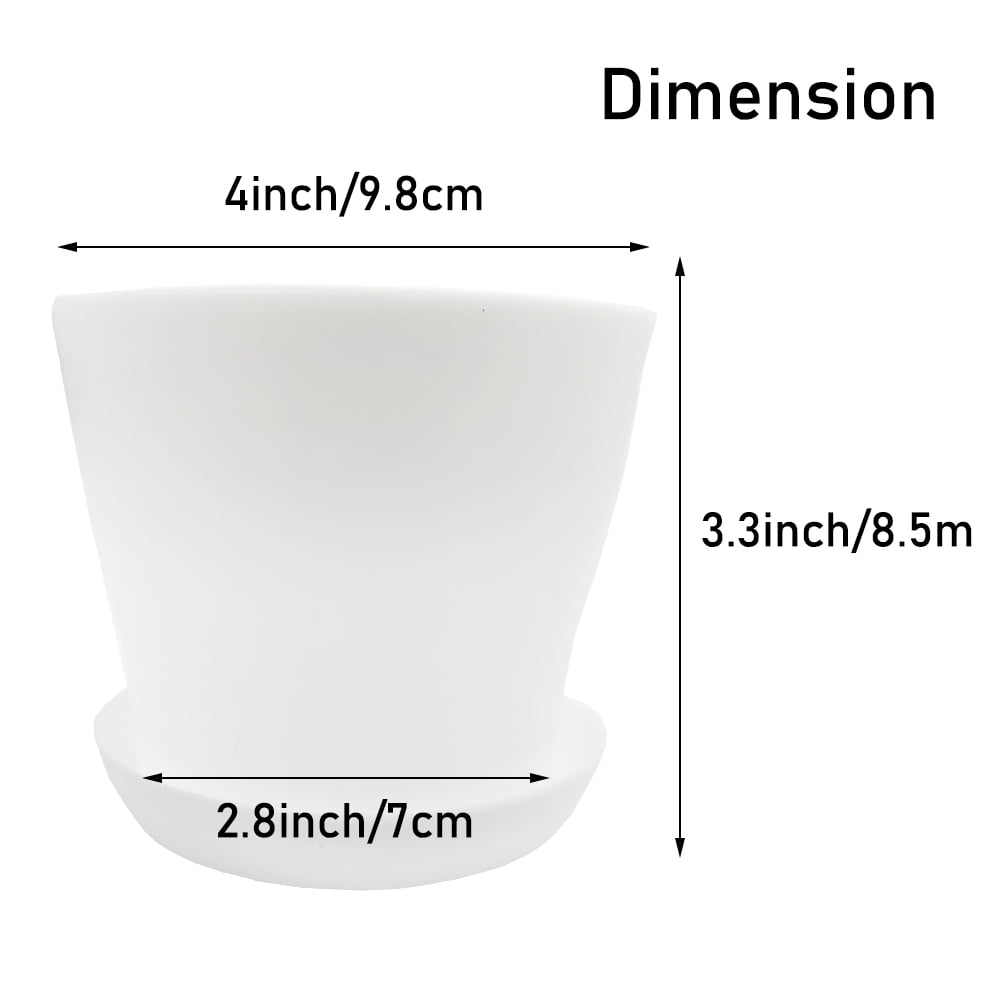 12 PCS 4 Inch Round Plastic Flower Pots,White Nursery Pots with Saucers and Drainage Holes,Tiny Starter Plant Flower Pots for Home,Office,School and Balcony Decor