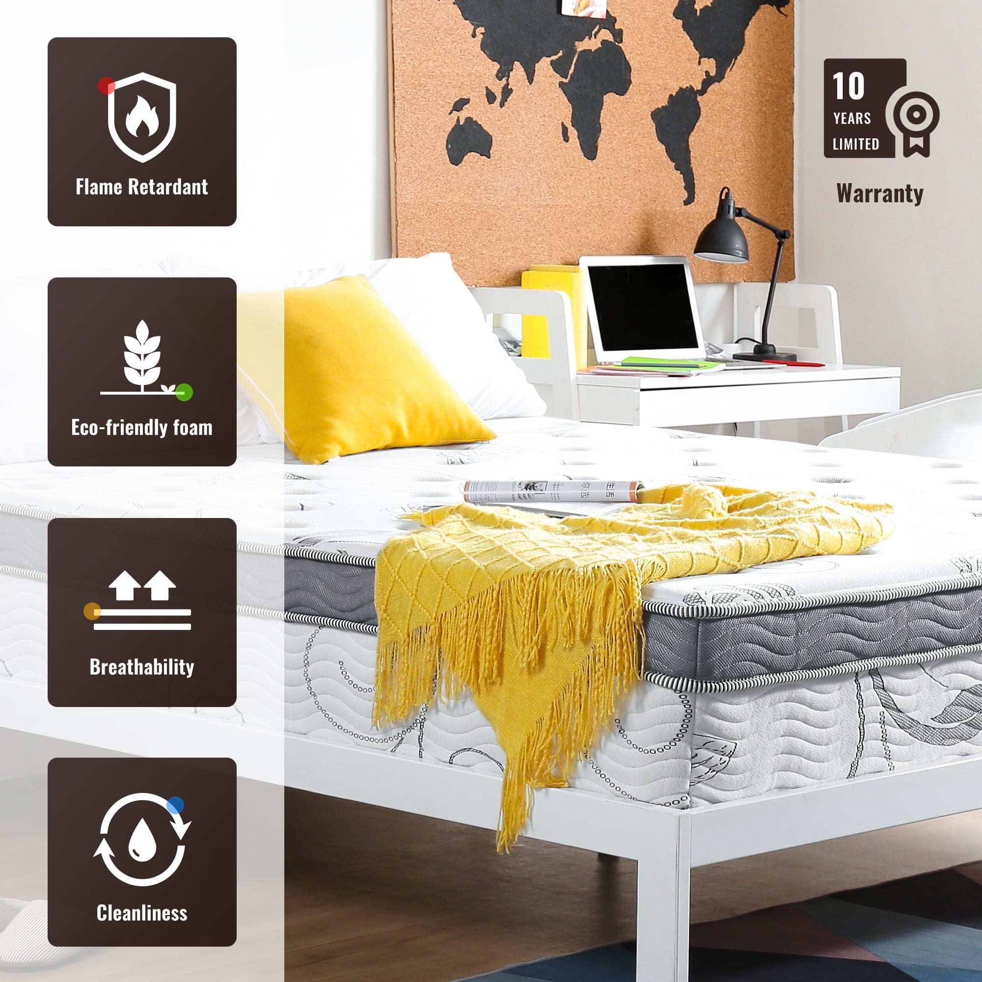 13 Inch Ultra Support Gel Hybrid Memory Foam Mattress, Queen