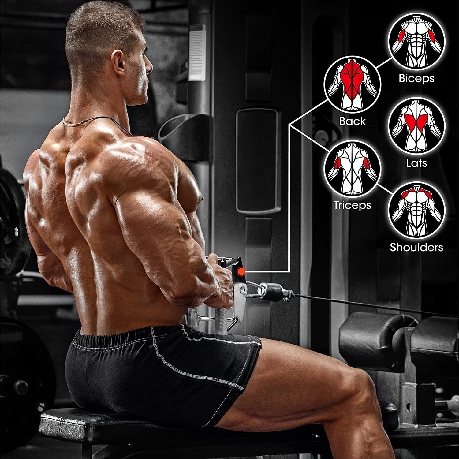 Yes4All Double Grip Handle Cable Attachment Single