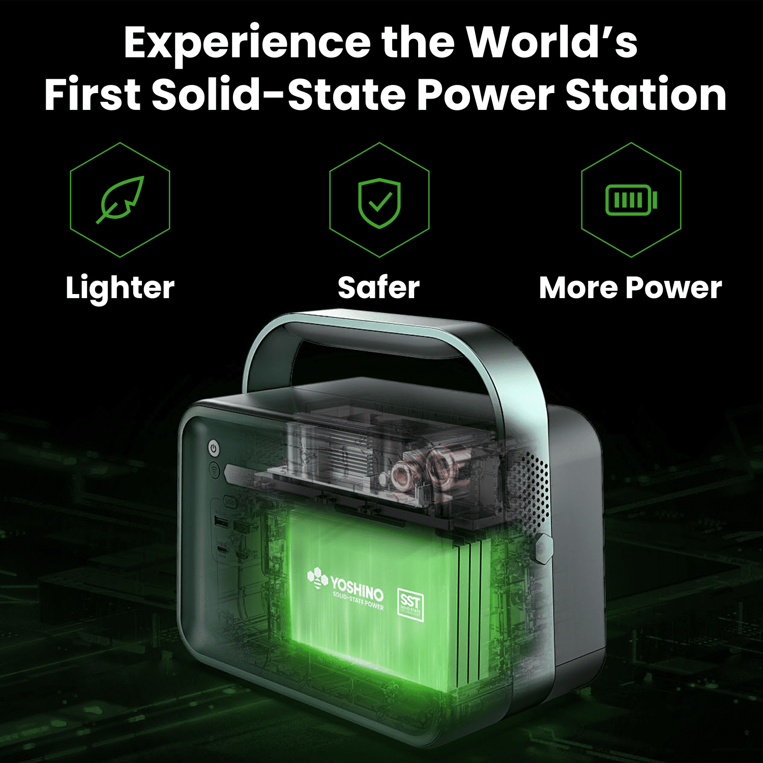 Yoshino B330 SST New Solid-State Portable Power Station 241Wh, 330W Continuous/480W Peak Battery, Recreation, Camping, Emergency, Solar Optional Generator