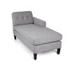GDF Studio Tempe Fabric Left Arm Chaise Lounge, Light Gray, Dark Brown