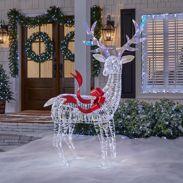6 ft. Iridescent Ribbon Reindeer Holiday Yard Decoration