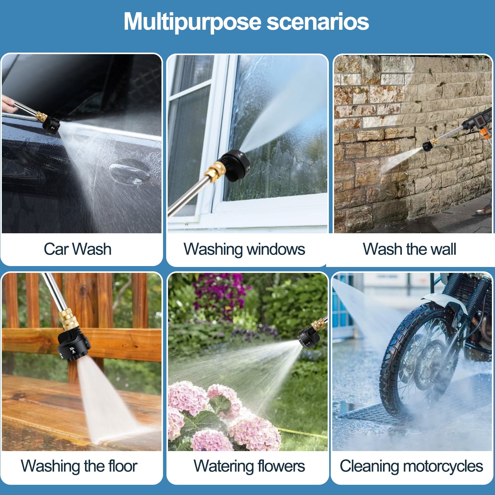 Cordless High Pressure Car Washer Nacatin Portable Vehicle Cleaning Water Gun 2 Batteries 15000 Mah with 6-in-1 Adjustable Nozzle