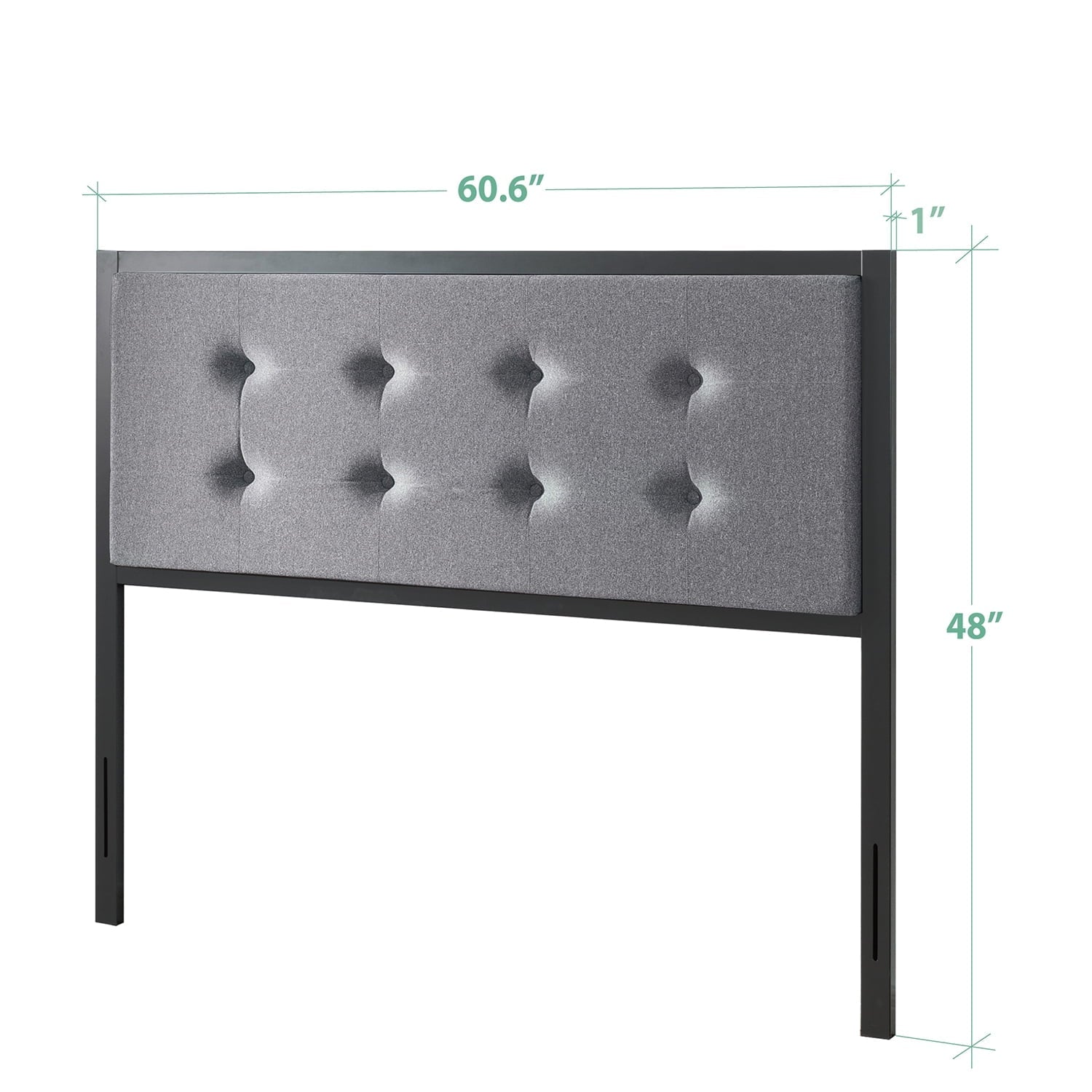 Zinus Barbara Upholstered Metal Headboard, Queen, Gray