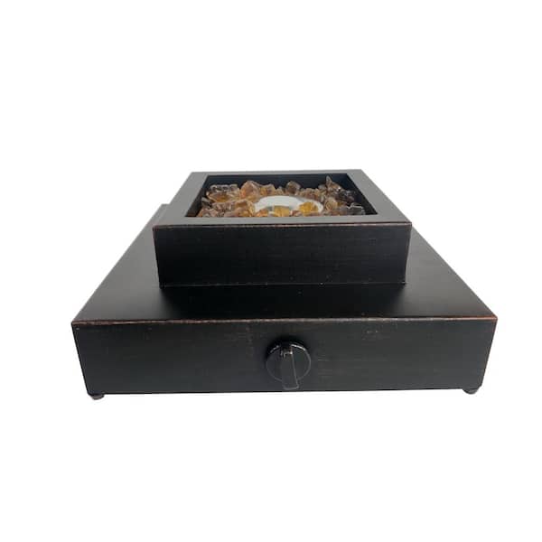 14 in. x 5.5 in. 8000 BTU Square Steel Propane Fire Pit in Antique Bronze