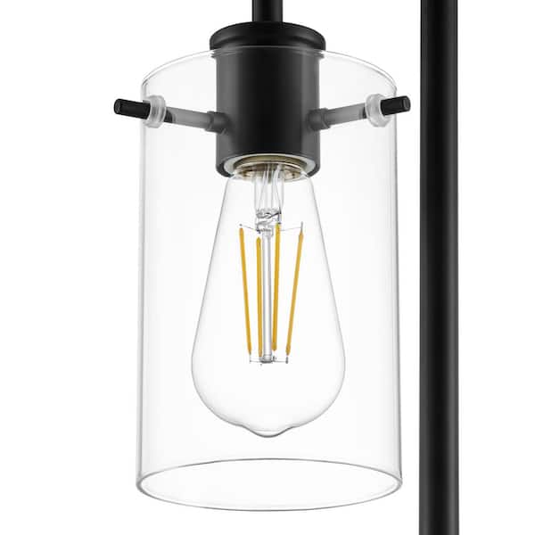 Regan 20 in. Matte Black Table Lamp with Clear Glass Shade