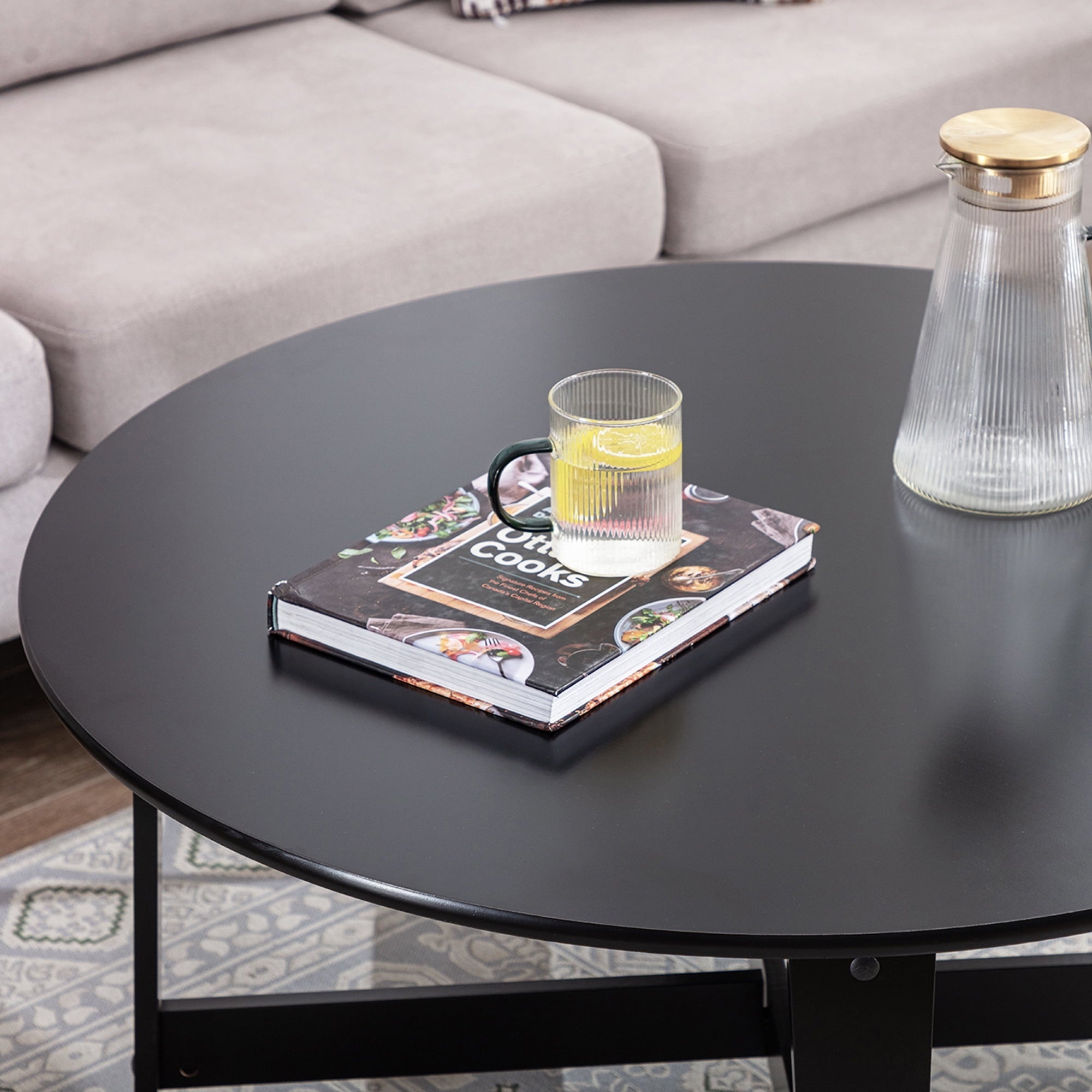 Mainstays Round Wood Coffee Table, Black