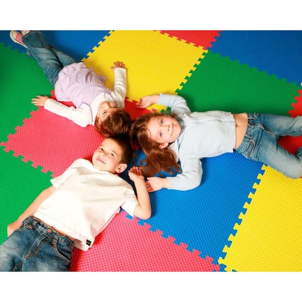 Multi-Purpose 24 in. x 24 in. Interlocking Multi-Color Foam Flooring Recyclamat (4-Pieces)