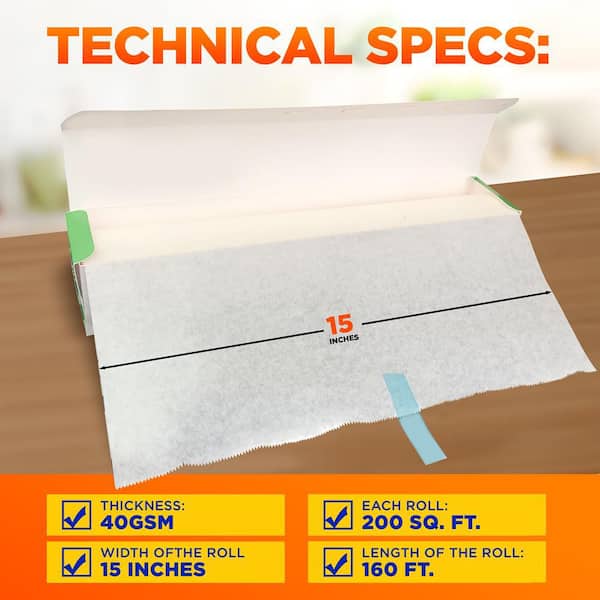 200 Sq. Ft. Heavy Duty Parchment Paper Roll for Baking, Easy to Cut and Non-Stick Cooking Paper for Bread