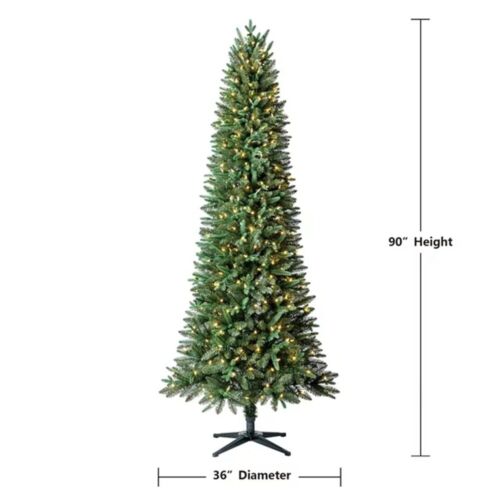 7.5 ft Pre-Lit Sanford Pencil Fir Artificial Christmas Tree Clear LED Lights