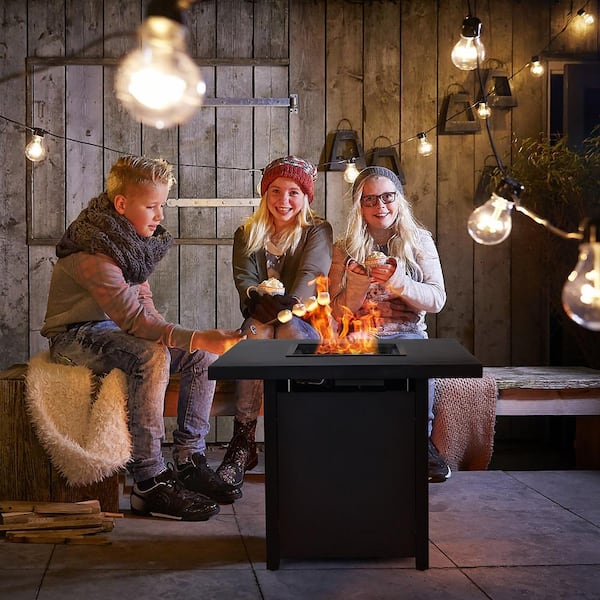 32 in. Outdoor Steel Patio Fire Pit Table Propane Black Heater 40,000 BTU with CSA Certification