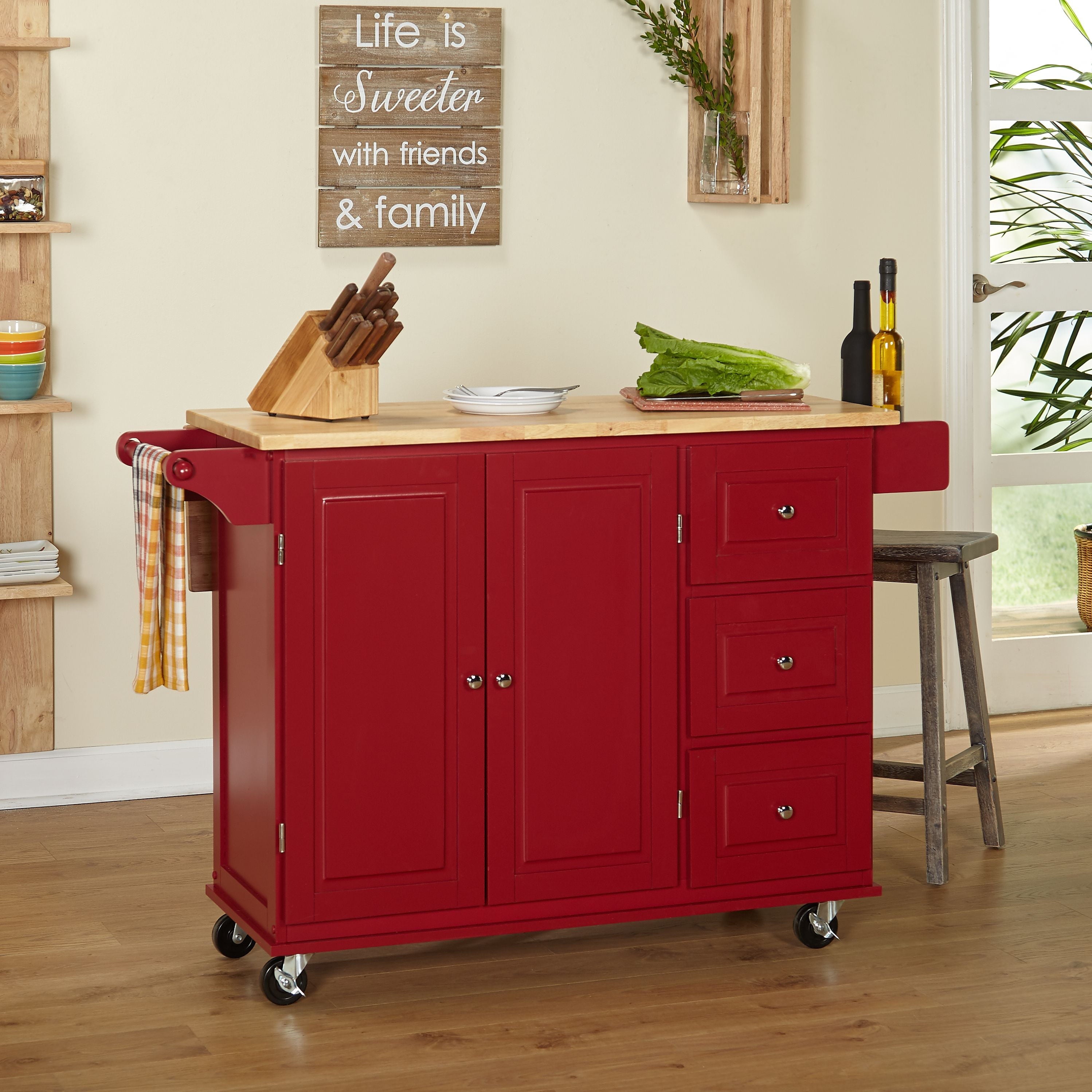 Thatcher Kitchen Cart, Red