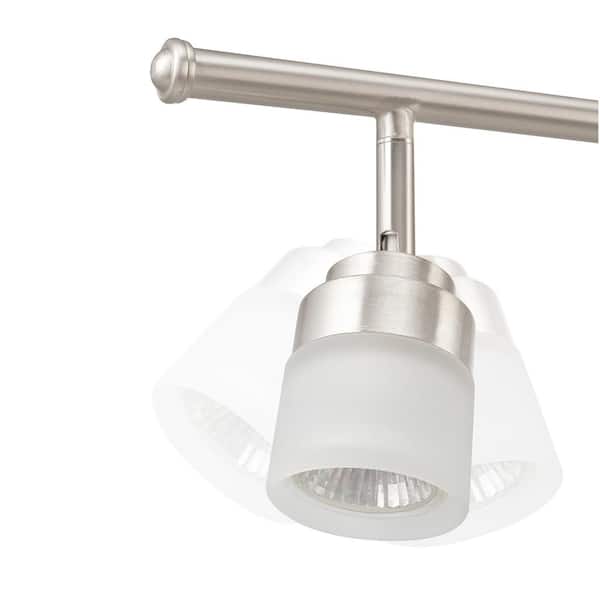 Spence 3.85 ft. 6-Light Brushed Nickel Flexible Track Lighting Kit with Frosted Glass Shades