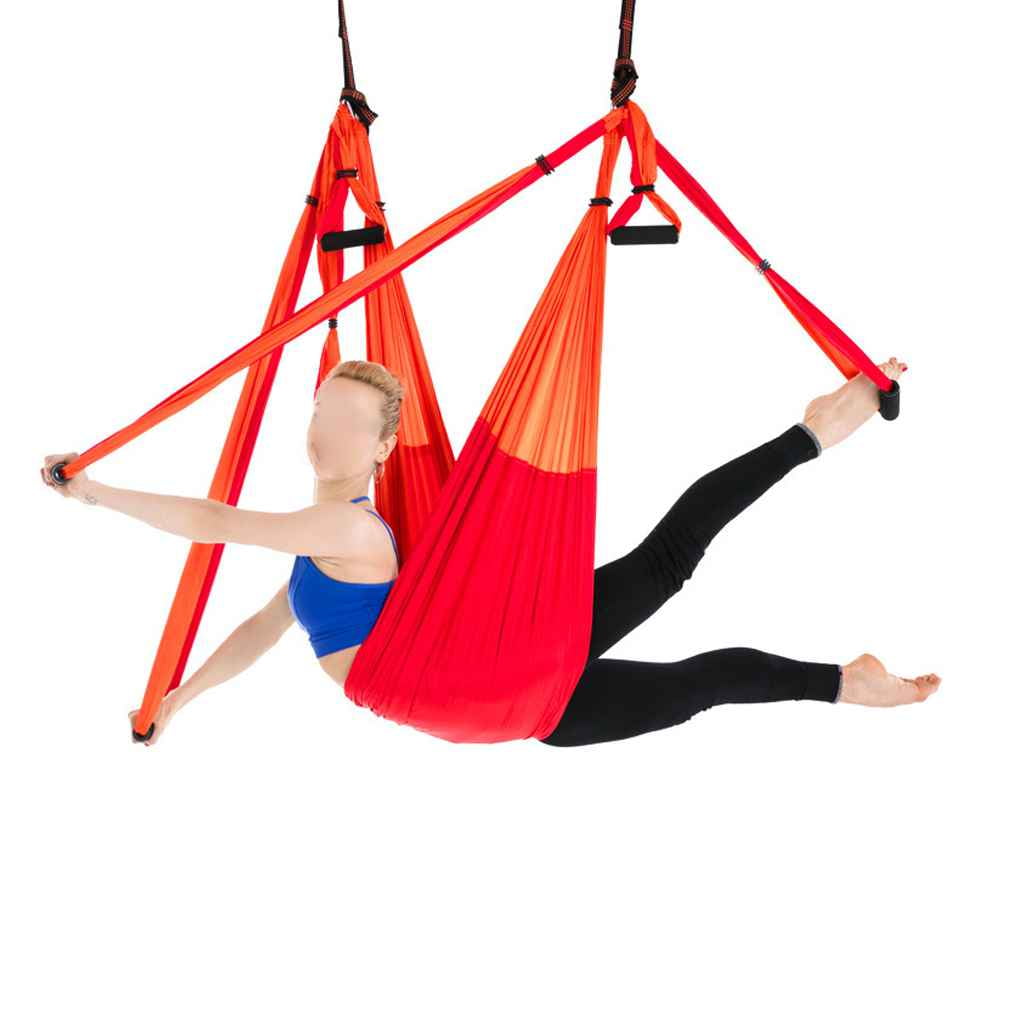 Aerial Yoga Swing Flying Hammock Set Anti-Gravity 6 Hand Grip Hanging Chair Kit Fitness Pilates Swing Belt