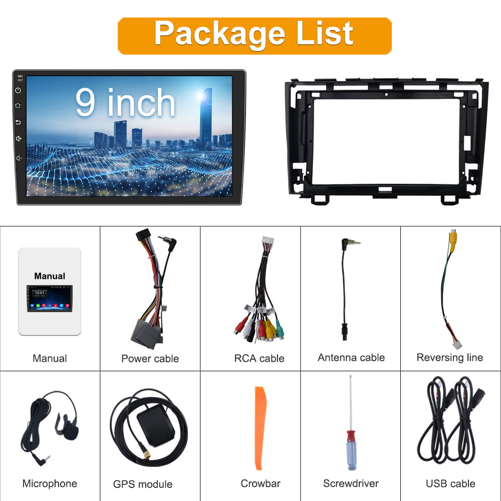 AWESAFE Android 12 Car Radio Stereo for Honda CRV 2007 2008 2009 2010 2011,Carplay 9 inch Touch Screen Wired Car Radio Support Android Auto GPS Navigation Bluetooth WiFi, 2G RAM 32G ROM