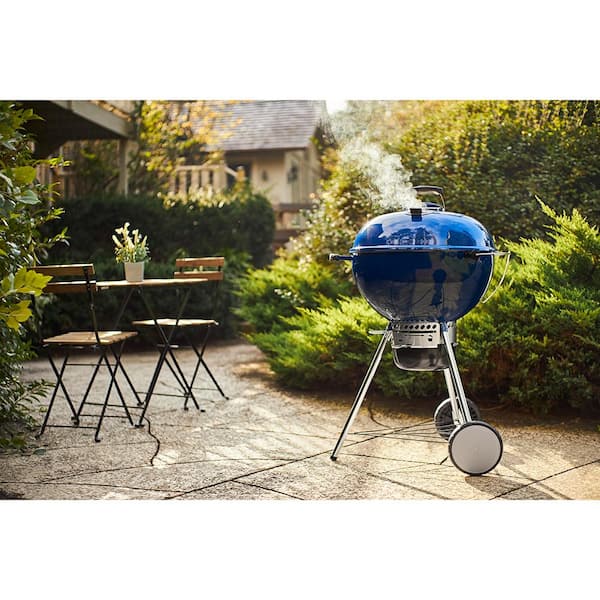 22 in. Master-Touch Charcoal Grill in Deep Ocean Blue with Built-In Thermometer