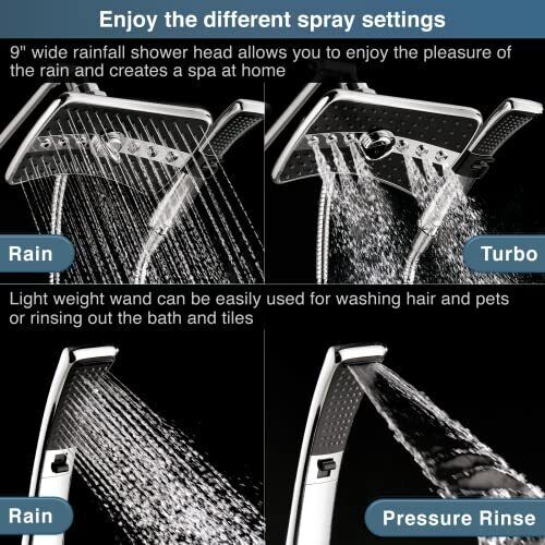 BRIGHT SHOWERS Dual Shower Head Combo Set, Handheld Showerhead Rainfall Showe...
