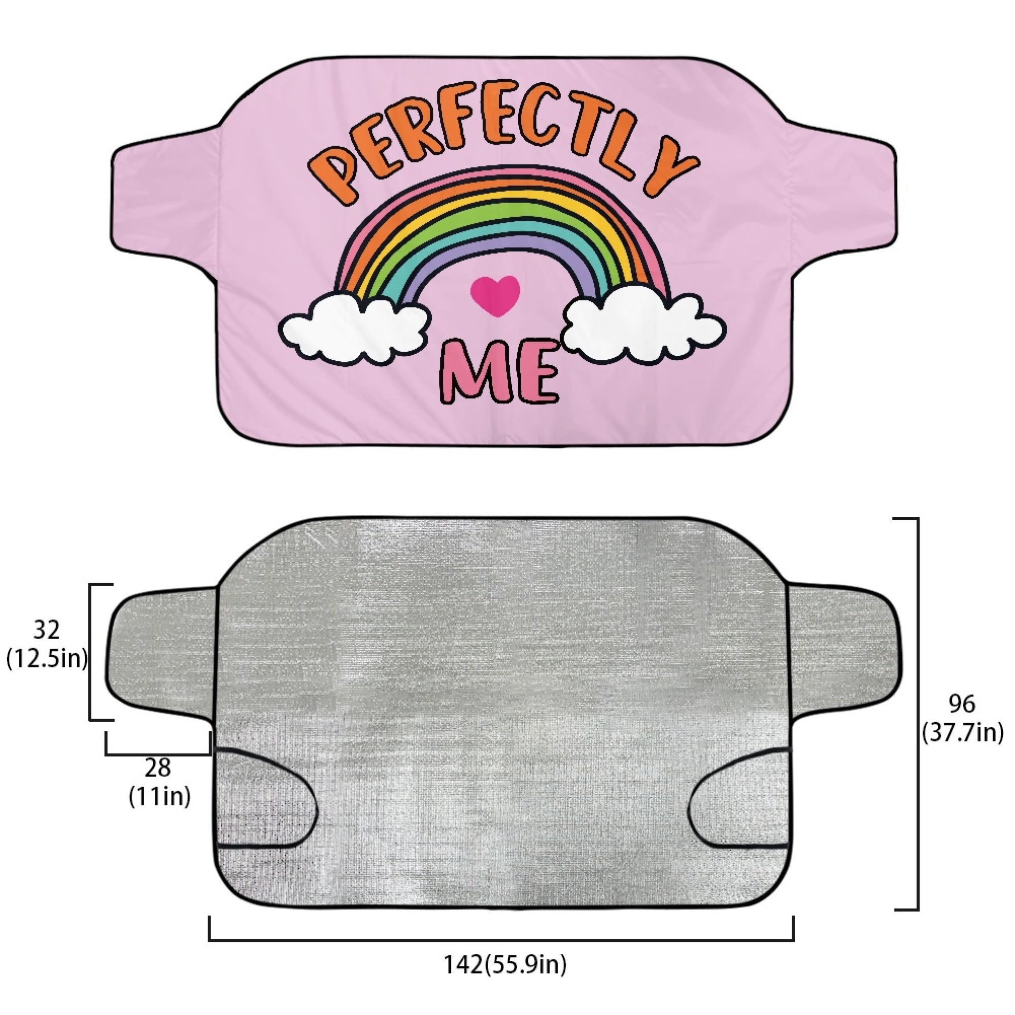 JINMUZAO Rainbow Windshield Snow Ice Cover, Protects Windshield and Wipers from Weatherproof, Rain, Sun, Frost, Vehicles, Cars Trucks Vans and SUVs,55.9