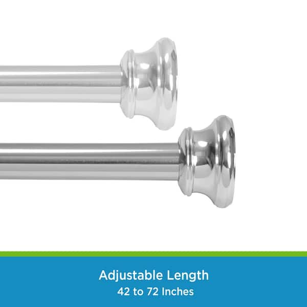 42 in. - 72 in. Steel Twist & Fit No Tools Decorative Tension Shower Curtain Rod in Chrome