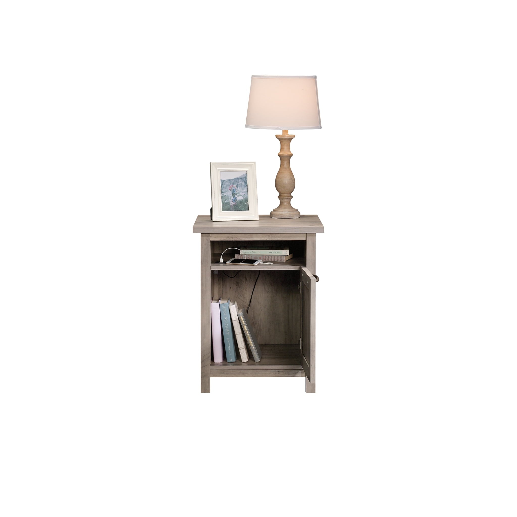 Better Homes & Gardens Modern Farmhouse USB Nightstand, Rustic Gray