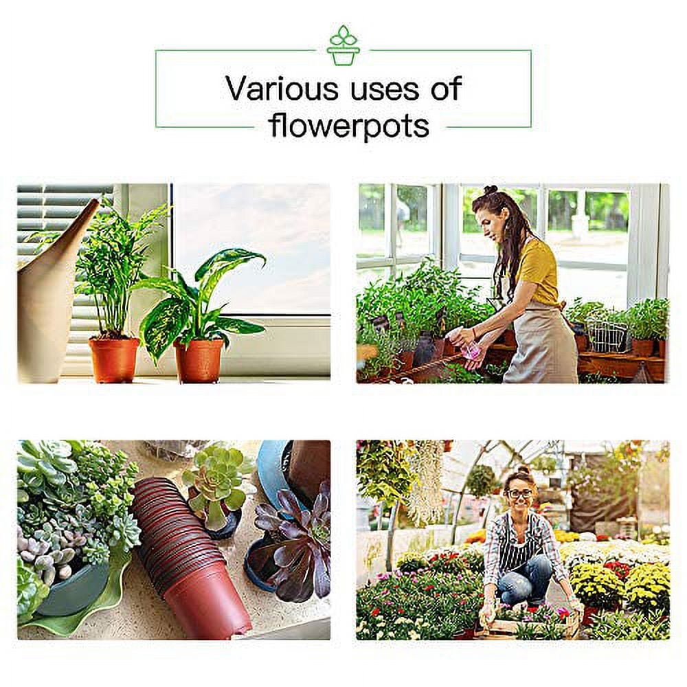 JERIA 200-Pack 4 Inch Plastic Plant Nursery Pots Come with 200 Pcs Plant Labels, Seedling Flower Plant Container and Seed Starting Pots