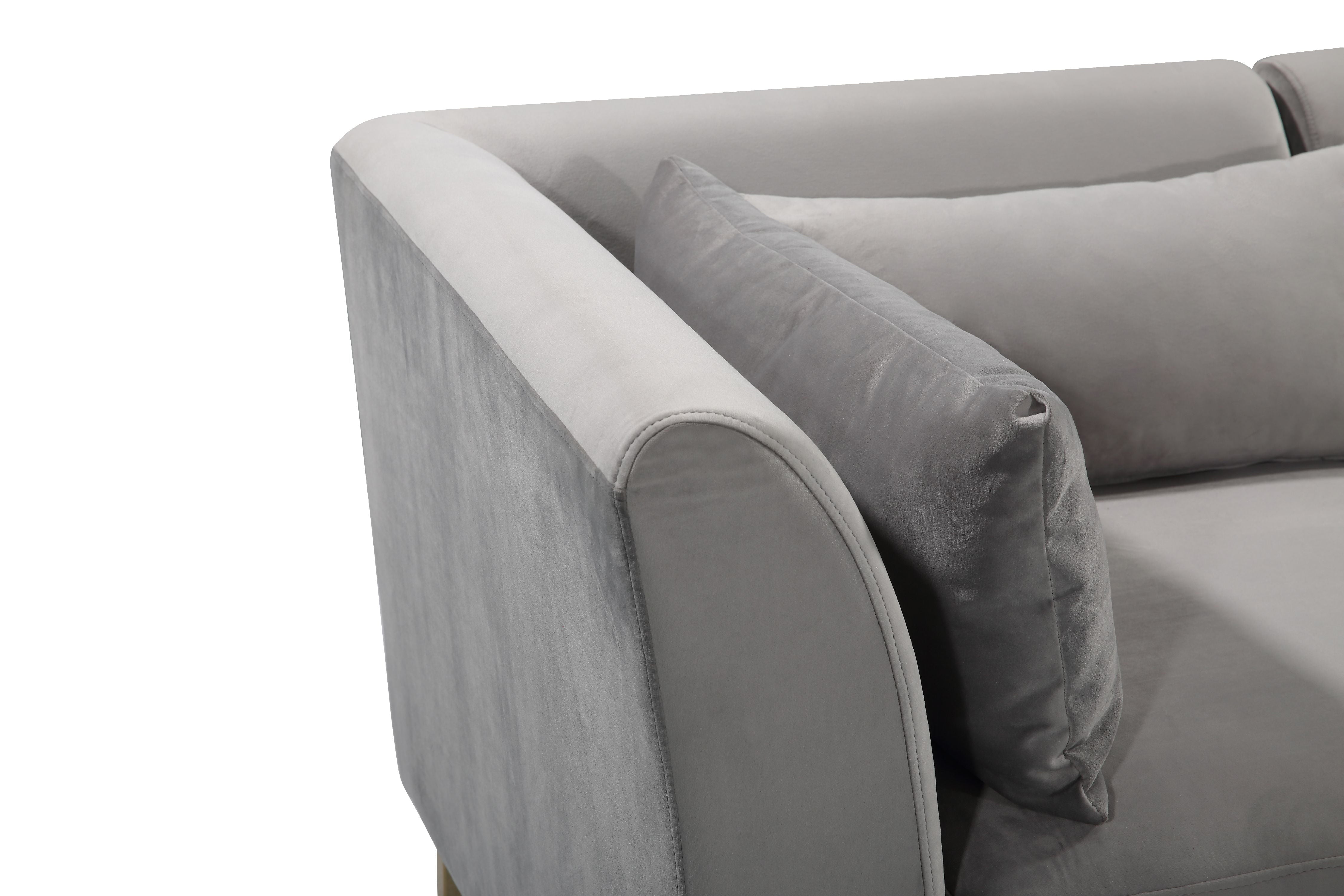 Chic Home Guison Sectional Sofa, Grey Velvet