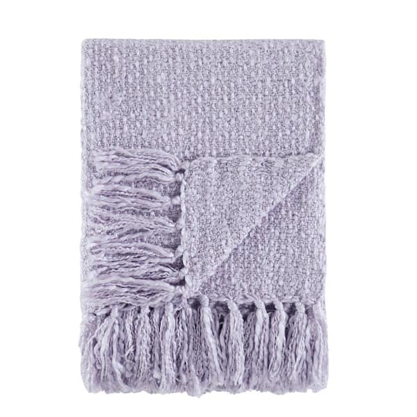 Textured Tassel Lavender Throw Blanket