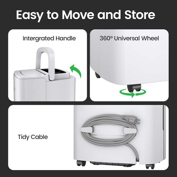 120 pt. Maximum Coverage area 6,000 sq. ft. Bucket Dehumidifier in White