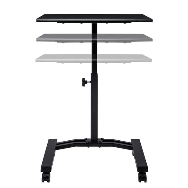 23.75 in. Solid-Top Black Mobile Laptop Desk with Adjustable Height