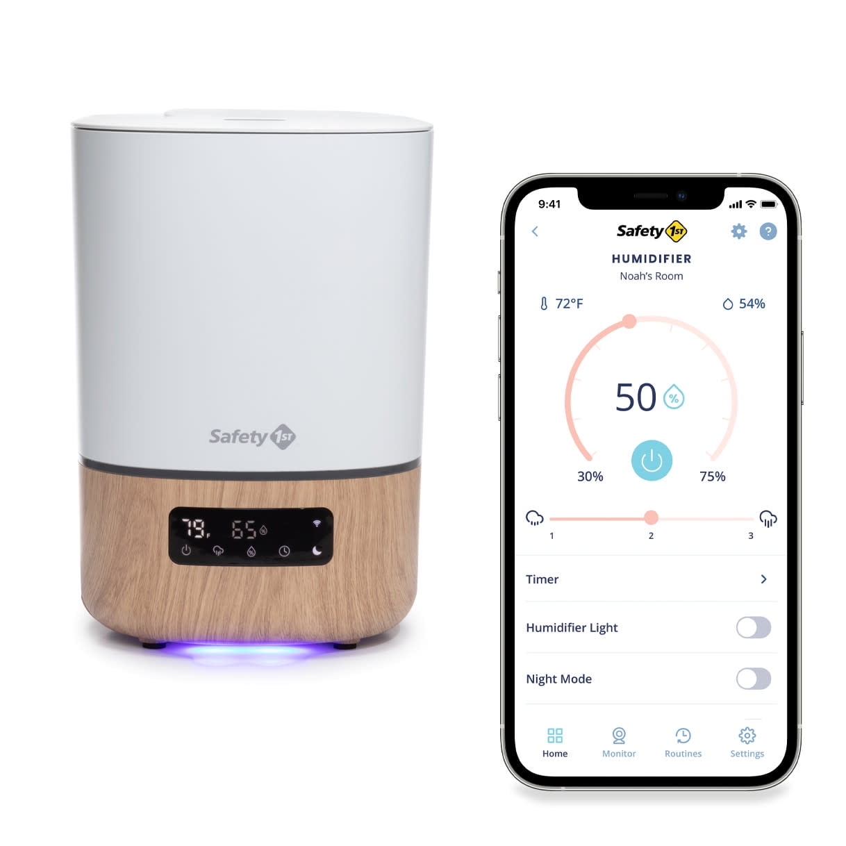 Safety 1ˢᵗ Smart Humidifier, Natural with White