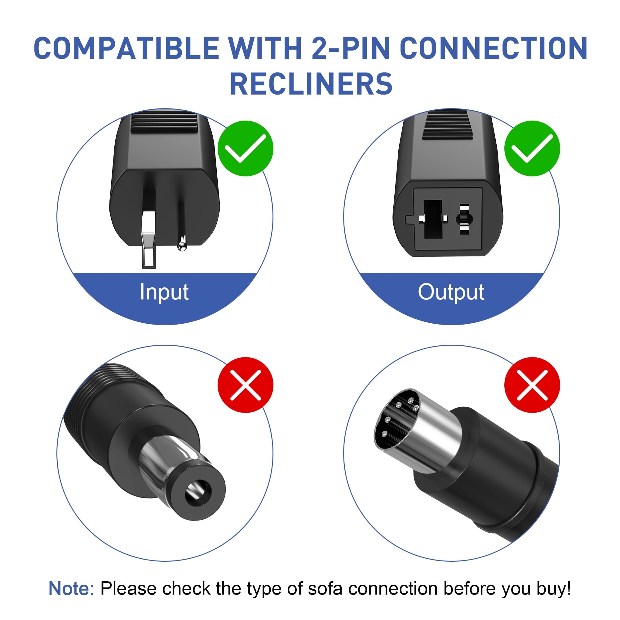 TOMSHEIR 2500mAh Battery Pack for Reclining Furniture Recliner Battery Pack Rechargeable Power Supply 29V 24V 2A for Power Recliner, Sofas, Chairs, Couch