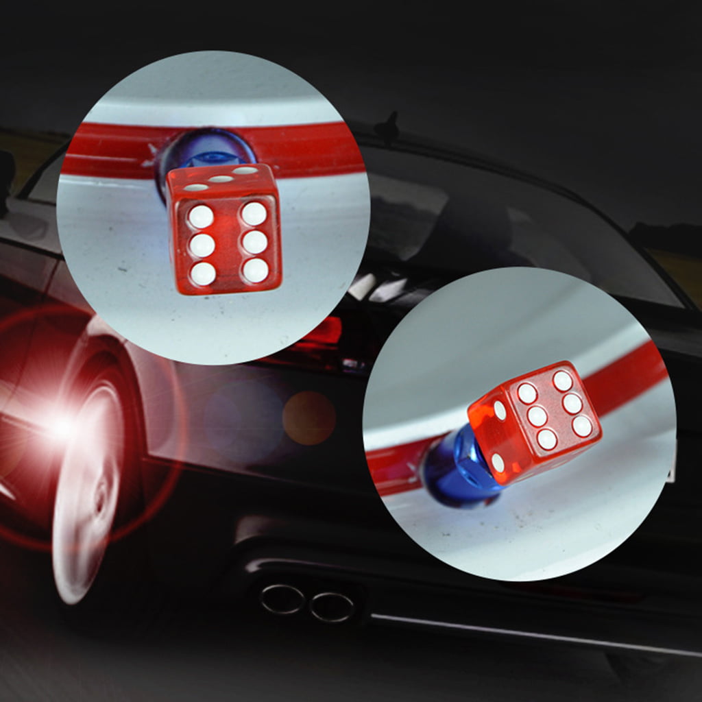 4pcs Dice Shape Car Truck Wheel Tire Air Valve Stem Cover Dust Cap