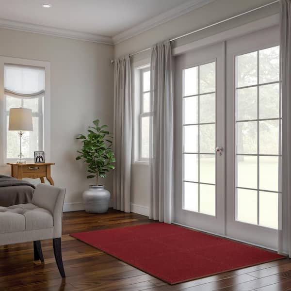 Red 24 in. x 24 in. EVA Foam Floor Mat with Carpet Top (6-Pack)