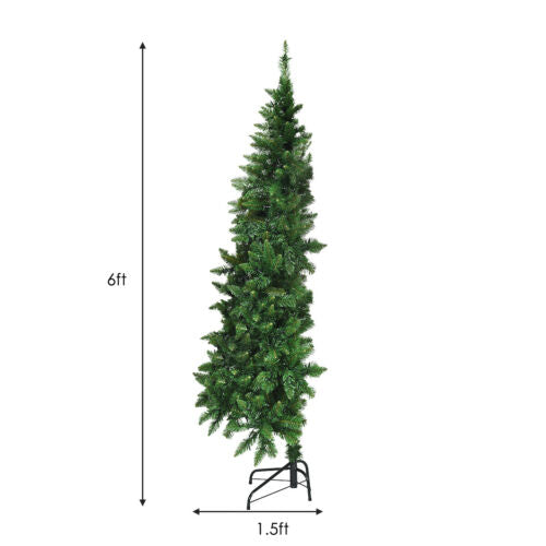6ft Pre-lit PVC Artificial Half Christmas Tree 8 Flash Modes w/ 250 LED Lights