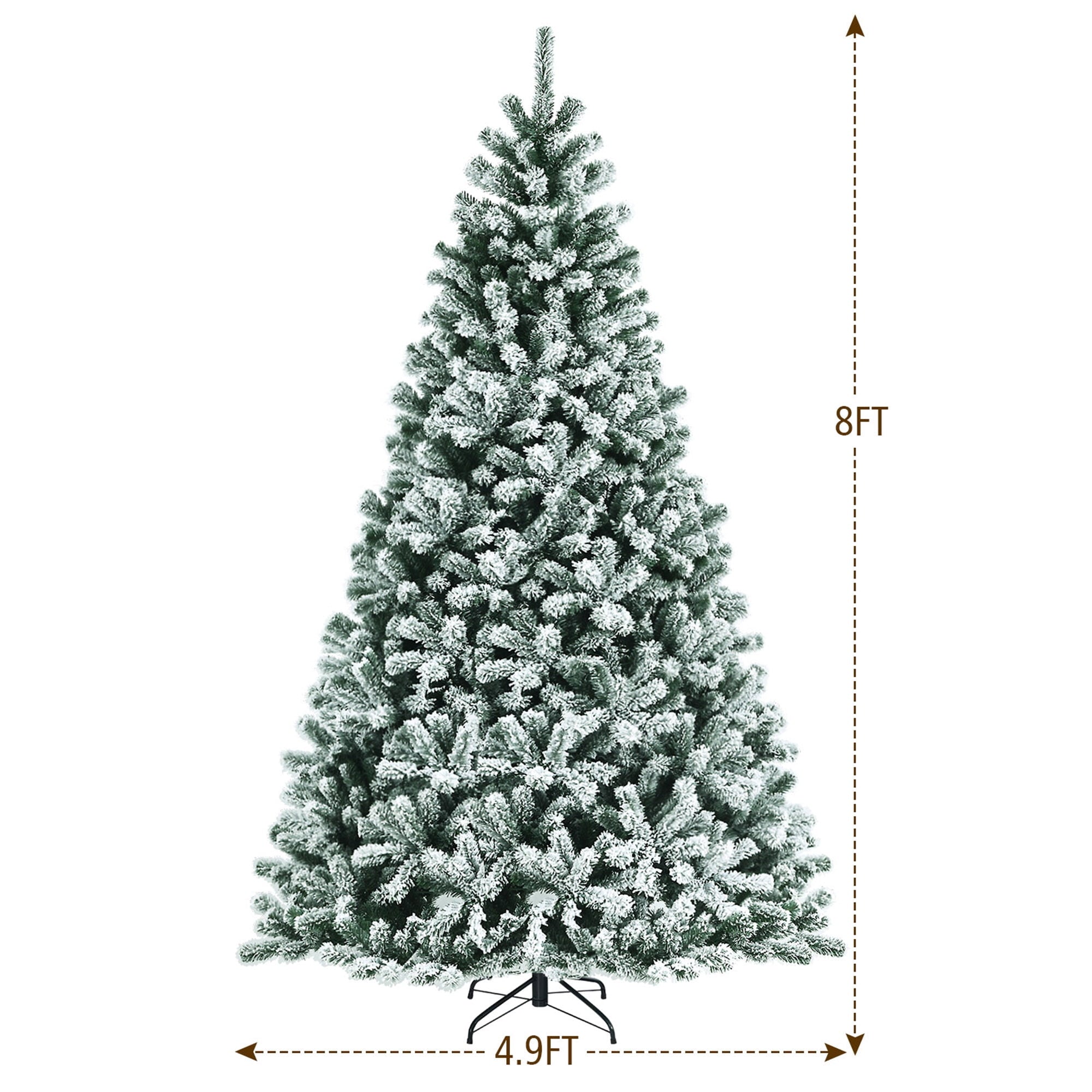 Gymax 8 FT Pre-lit Artificial Christmas Tree Snow Flocked Full Xmas Tree