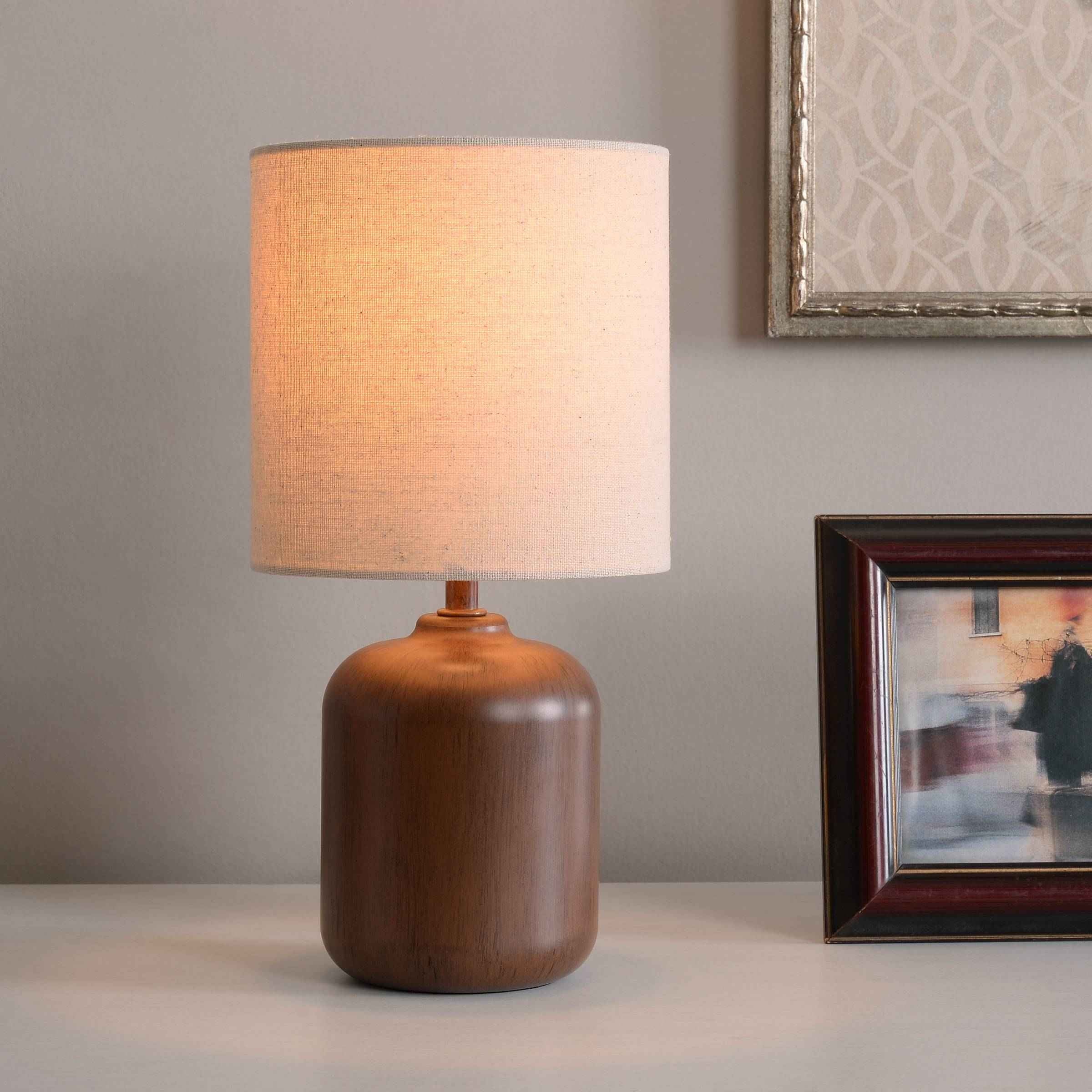 Mainstays Mini Faux Wood Table Lamp with Shade 12.75