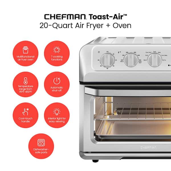 Air Fryer Toaster Oven XL 20 L, Healthy Cooking & User Friendly, Countertop Convection Bake & Broil 7 Cooking Functions