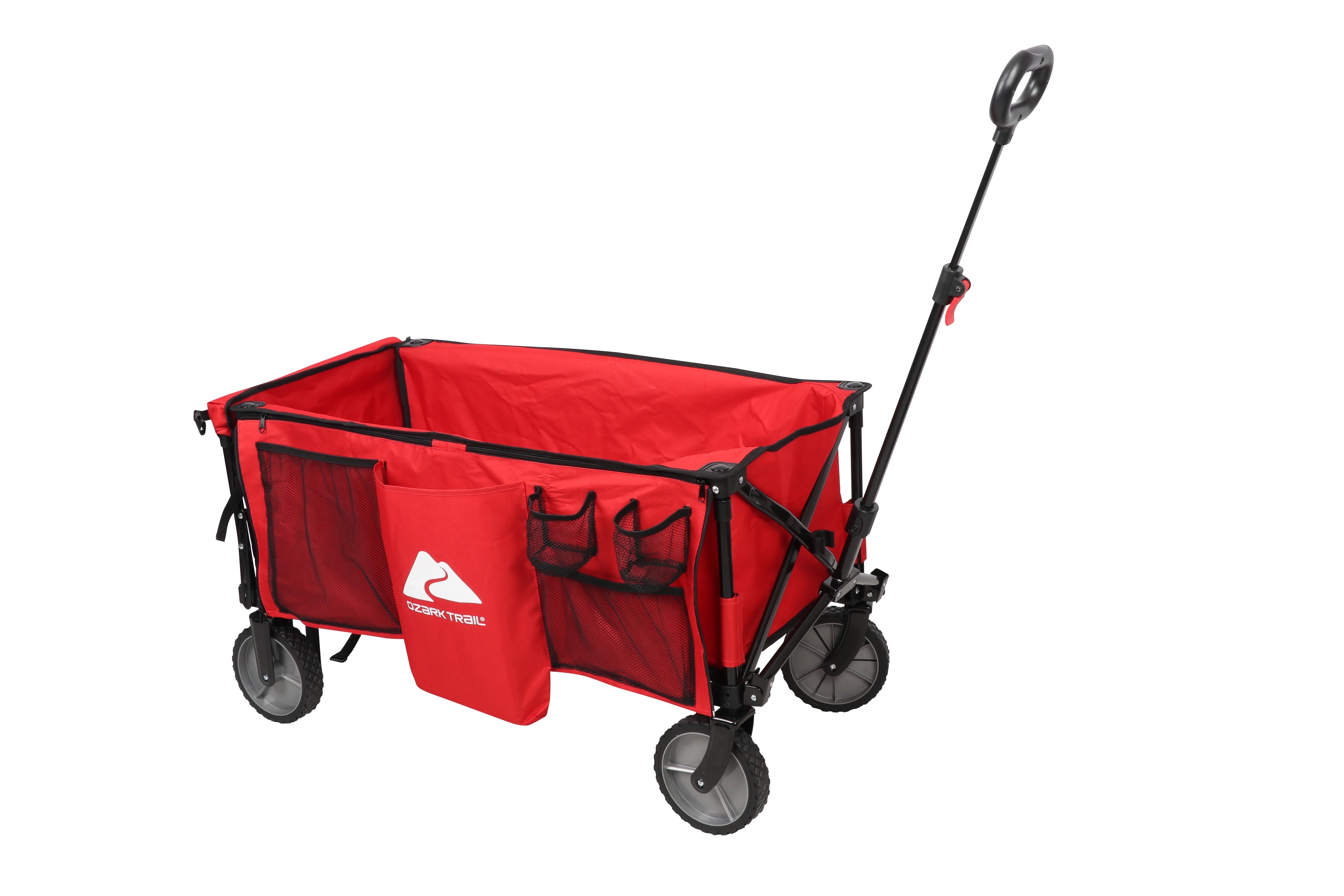 Ozark Trail Camping Utility Wagon with Tailgate & Extension Handle, Red