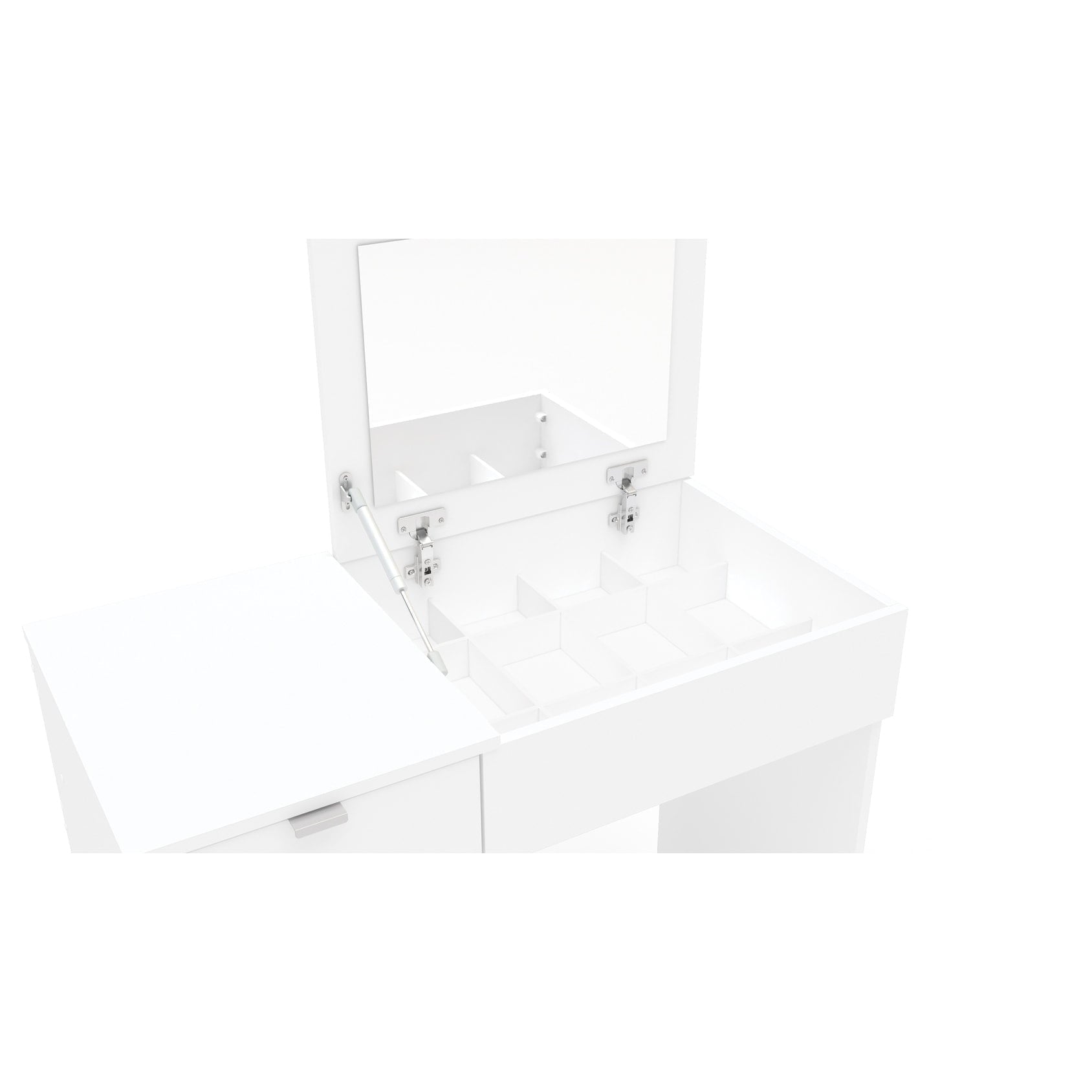 Polifurniture Modern Pull Top  Vanity Table, White