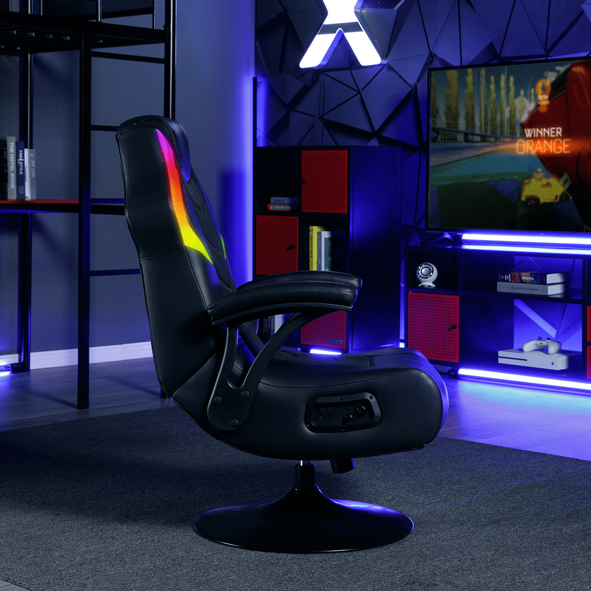 X Rocker Nemesis RGB Pedestal Gaming Chair, Black Mesh, 31.89