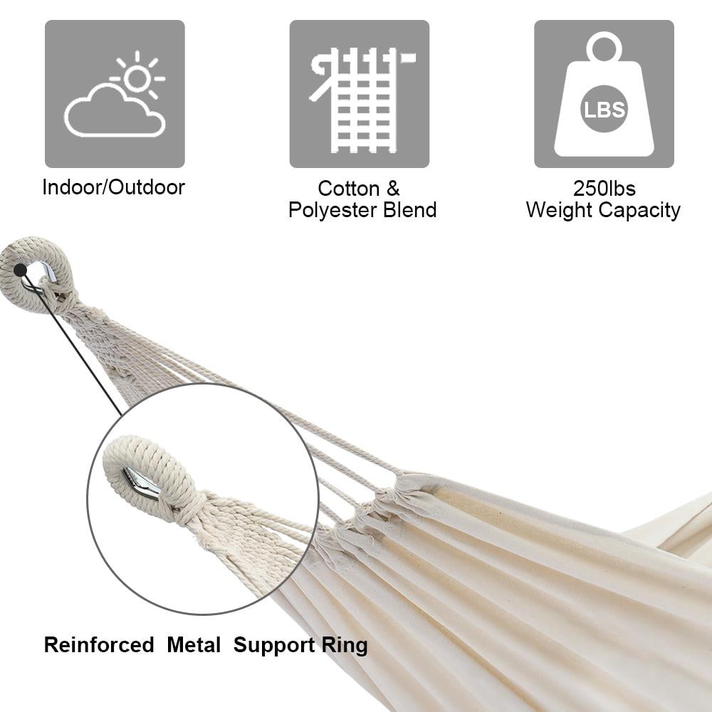 Winado Polyester Cotton Hammock, Natural Rope 200*150Cm,Beige