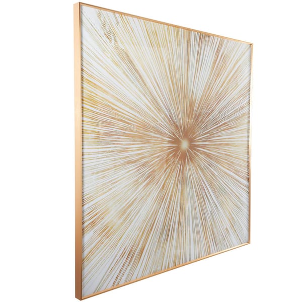 1- Panel Starburst Radial Framed Wall Art with Gold Aluminum Frame 40 in. x 40 in.