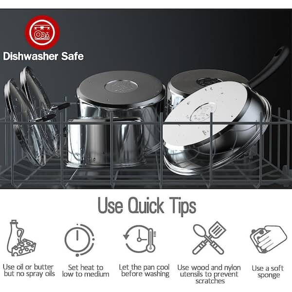 10-Piece Stainless Steel Cookware Sets with Stay-Cool Handles