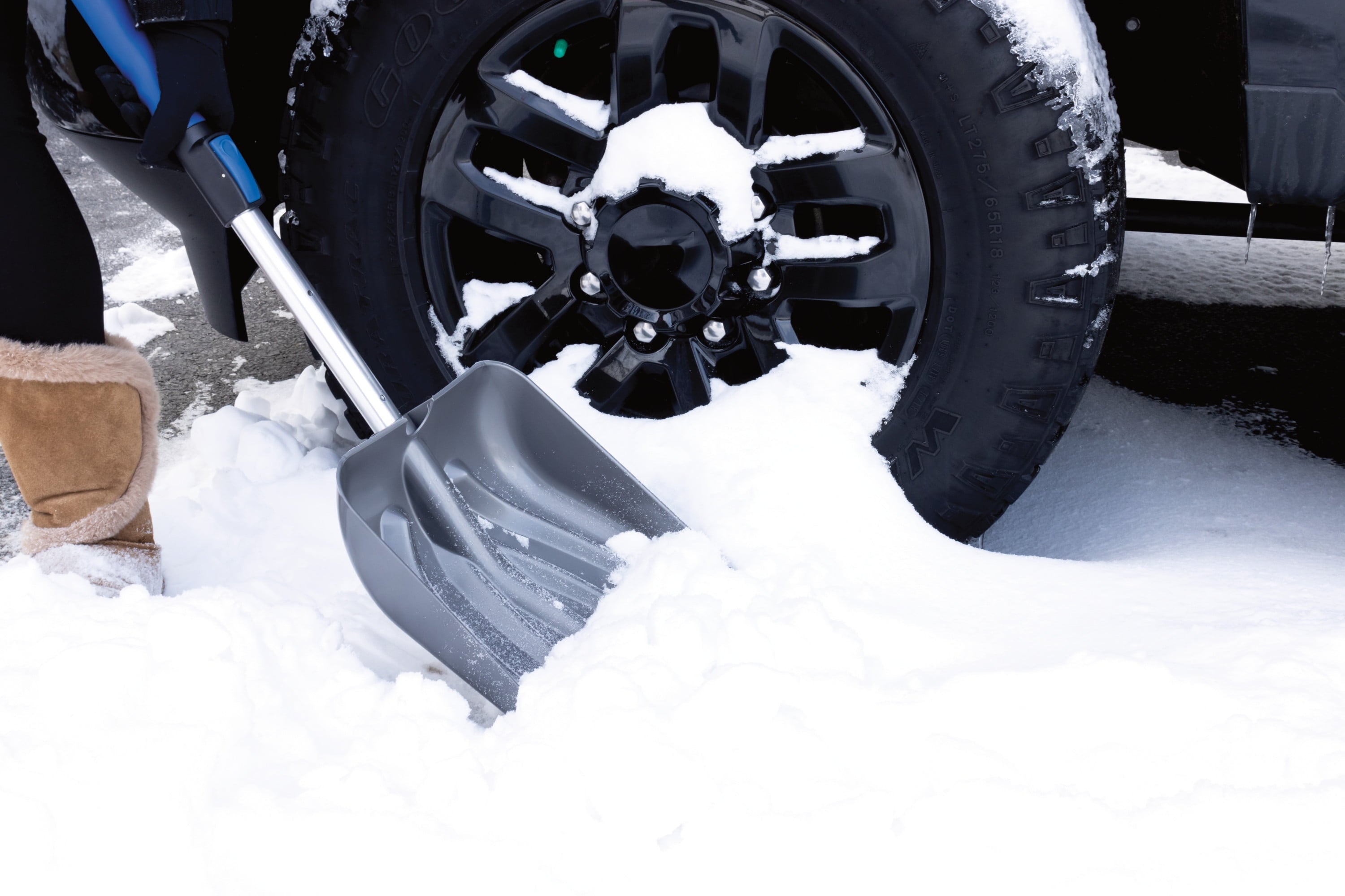 Suncast 11in. Telescoping Blue Car Shovel and Arched Ice Scraper Combo Set