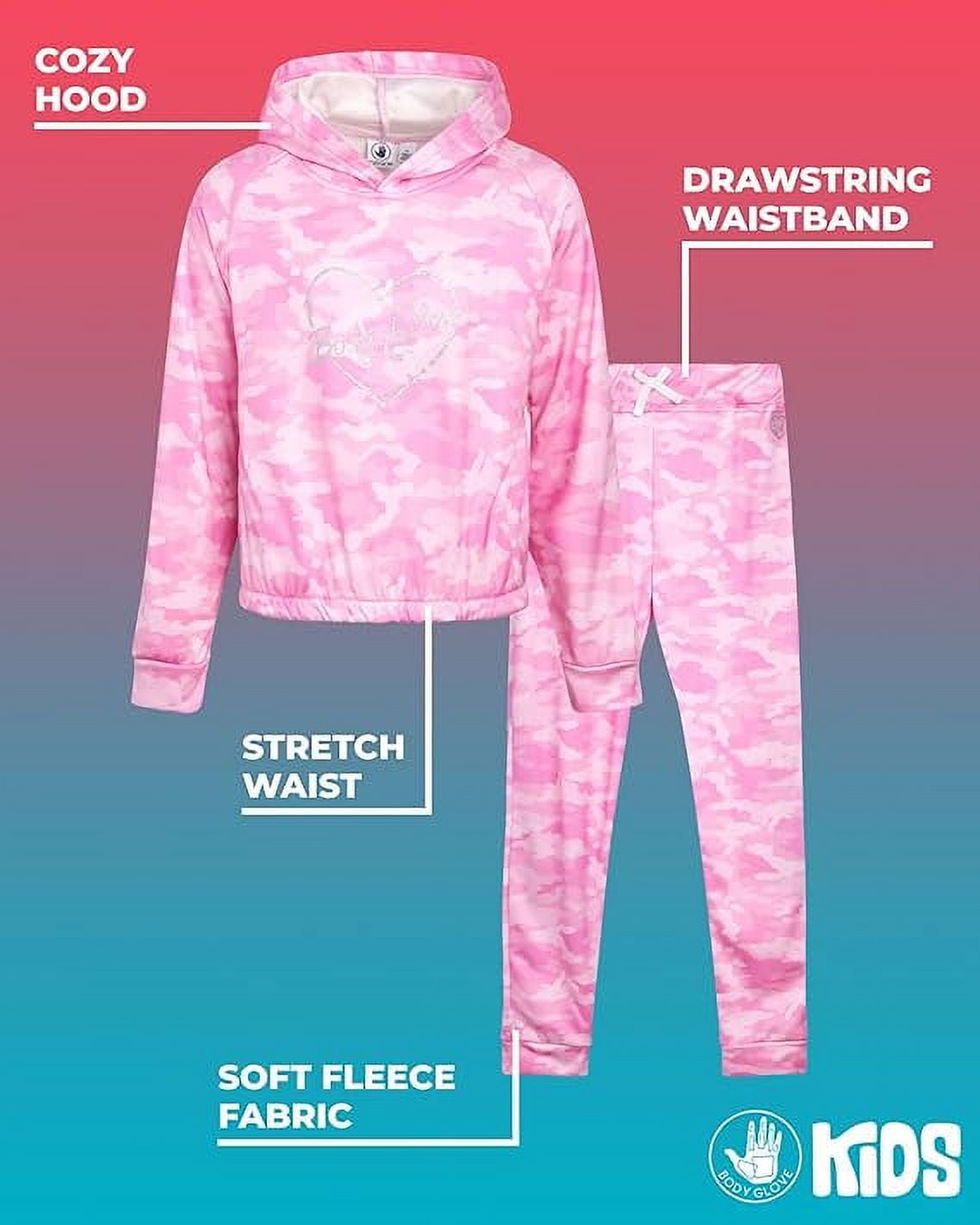 Body Glove Girls' Fleece Jog Set - 2 Piece Cozy Fleece Tie Dye Pullover Hoodie and Jogger Sweatpants (Size: 7-12)
